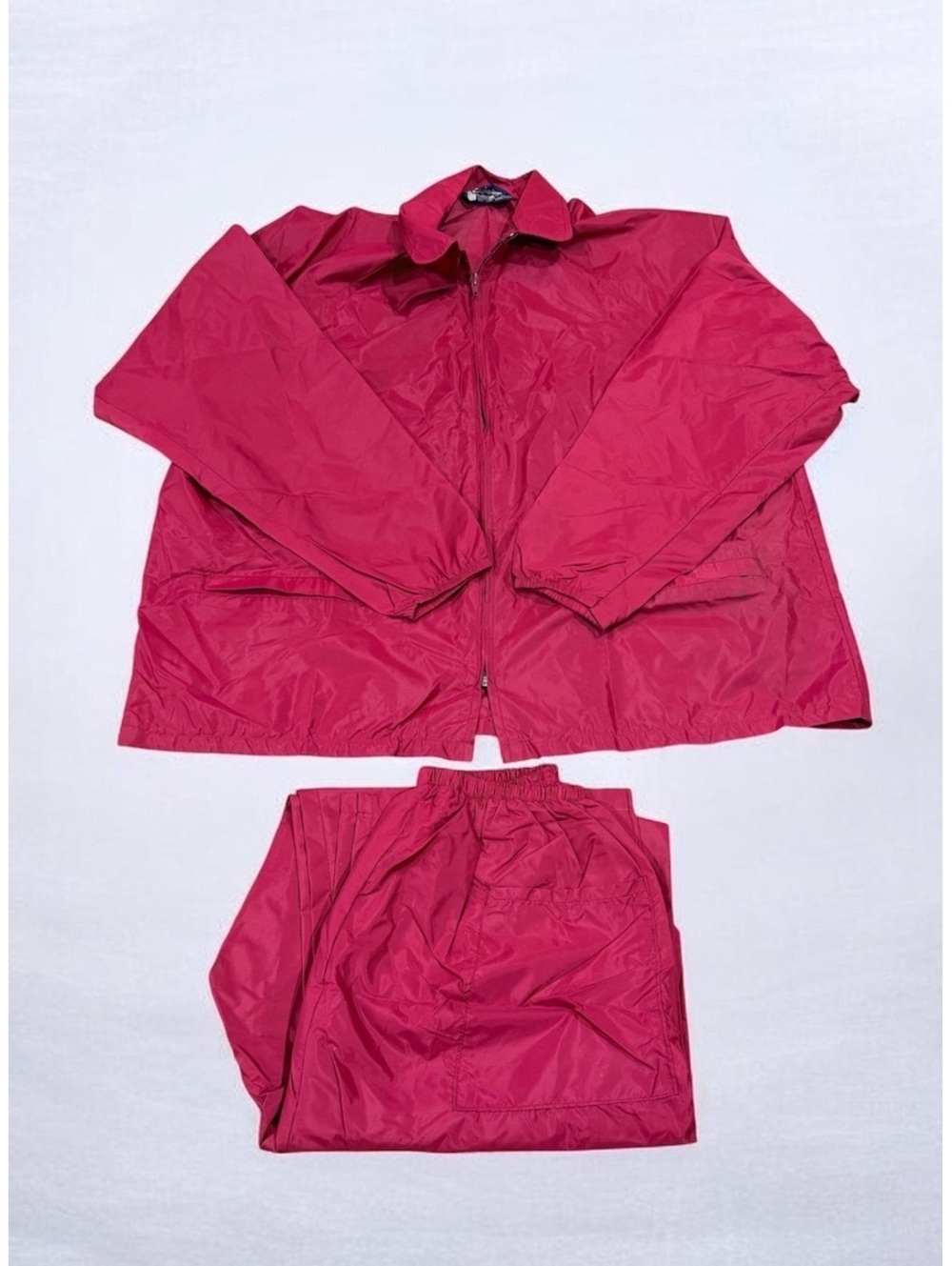 Duckster Vintage Men's Red Nylon Jacket and Pants Set X-Large
